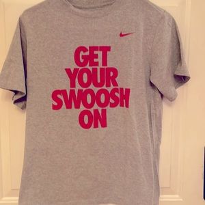Nike gray tee “get your swoosh on”